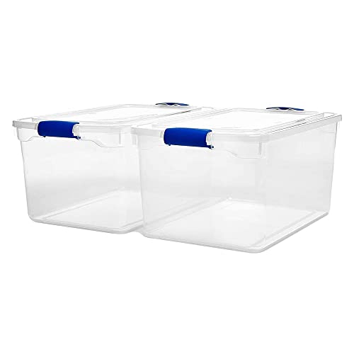 HOMZ Stackable Storage Container Tote Bins (2 Pack)