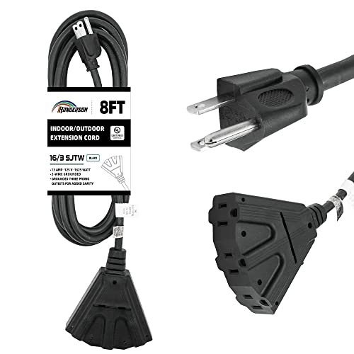 HONDERSON 8 FT Outdoor Extension Cord with 3 Electrical Power Outlets