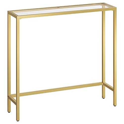  "Gold Glass Narrow Console Table for Entryway, Living Room, Bedroom