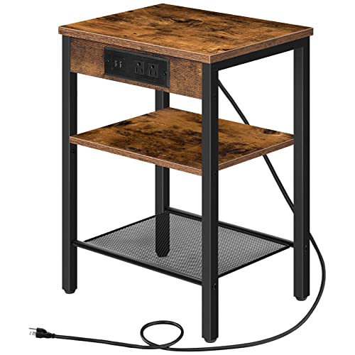HOOBRO End Table with Charging Station and USB Ports