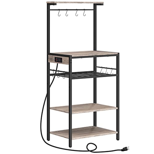 HOOBRO Kitchen Bakers Rack with Power Outlet