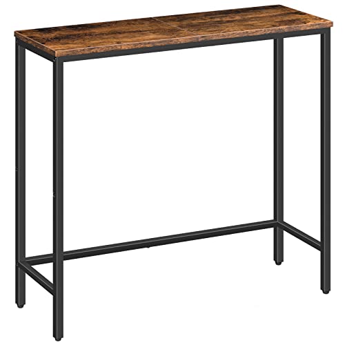 HOOBRO Rustic Brown and Black Narrow Console Table