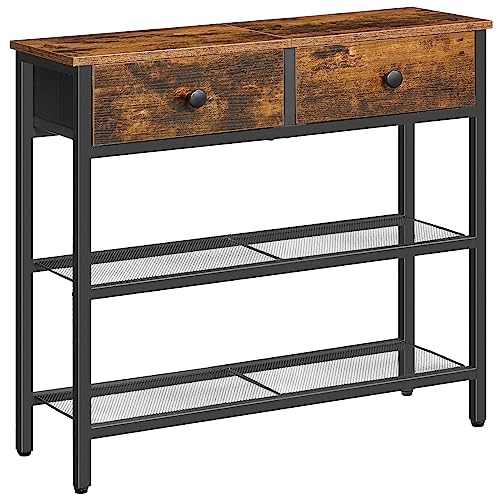 HOOBRO Narrow Console Table with 2 Fabric Drawers