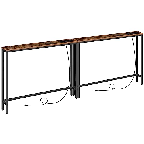 HOOBRO Skinny Console Table with Power Outlets