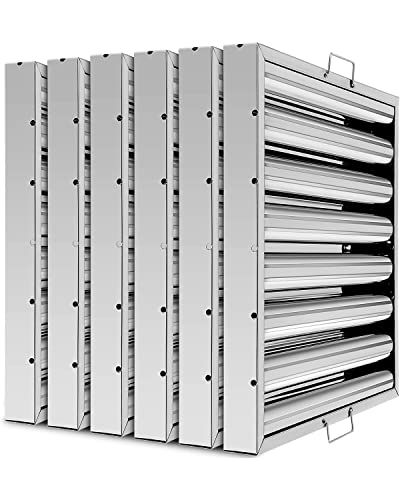 Commercial Kitchen Range Hood Filters, Stainless Steel, 19.5Wx19.5H, 6 Pack