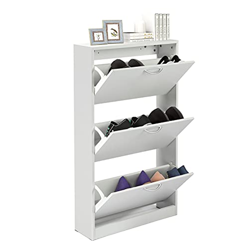 HOPUBUY White Shoe Cabinet for Entryway