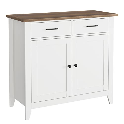 HORSTORS Ivory White Storage Cabinet with Drawers and Doors