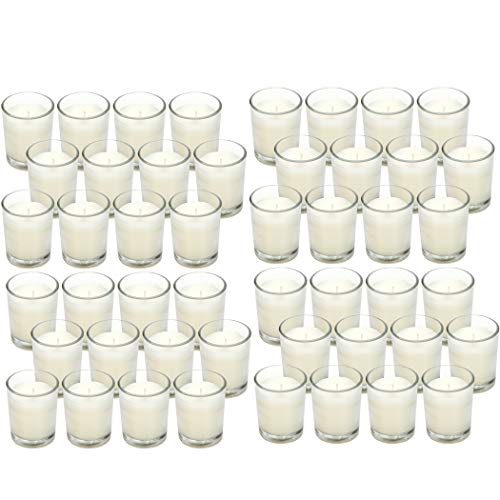 Hosley 48 Pack Unscented Glass Votive Candles