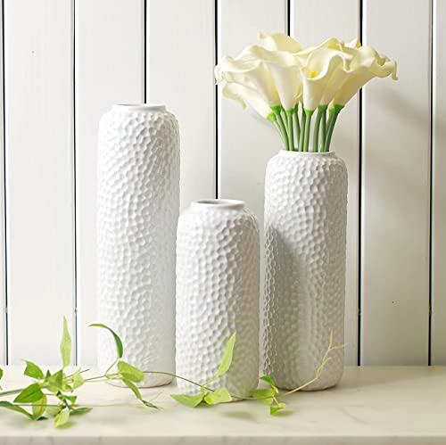 Hosley White Ceramic Honeycomb Vase Set Ideal for Special Occasions
