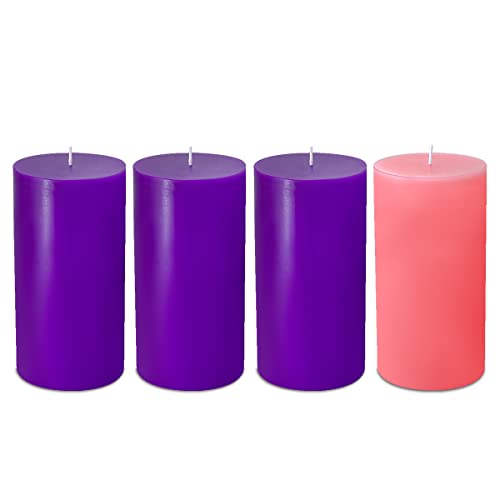HOSVOT Pillar Candles Set, Large Purple & Pink Advent Candles