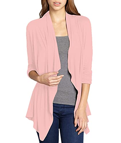 Hot Pink Open Front Pink Drape Cardigan