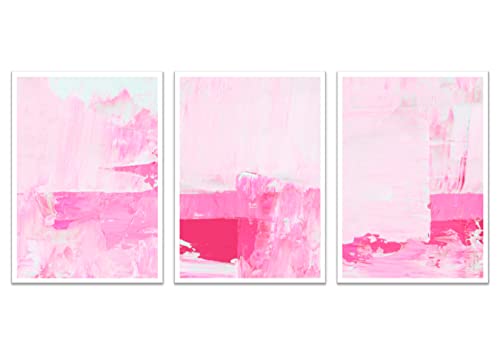 Hot Pink Wall Art Set of 3 Prints