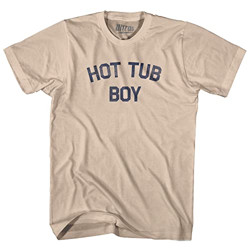 Hot Tub Boy Adult Cotton T-Shirt, Creme, Small