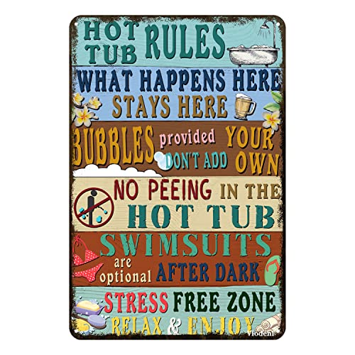 Hot Tub Rules Tin Sign