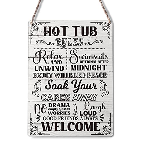 Hot Tub Rules Wooden Sign Wall Decor