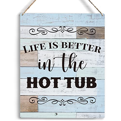 Hot Tub Wooden Hanging Sign for Rustic Home Decor