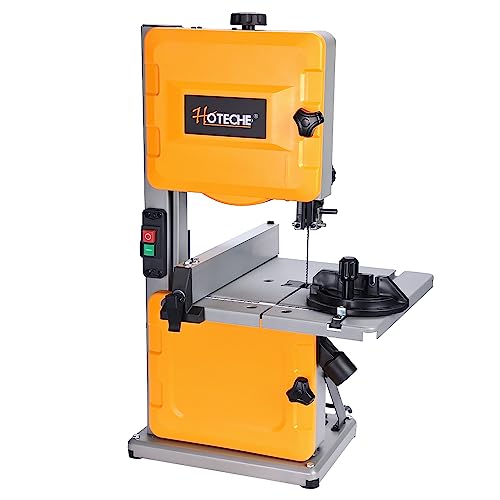 Hoteche 8-Inch Band Saw 2.0A Low Noise Two Cutting Height Table Benchtop with Fence and Miter Gauge