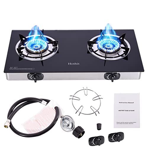 Hothit Portable 2 Burner Propane Stove Gas Cooktop