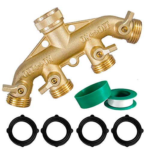 Hourleey Brass 4 Way Hose Splitter