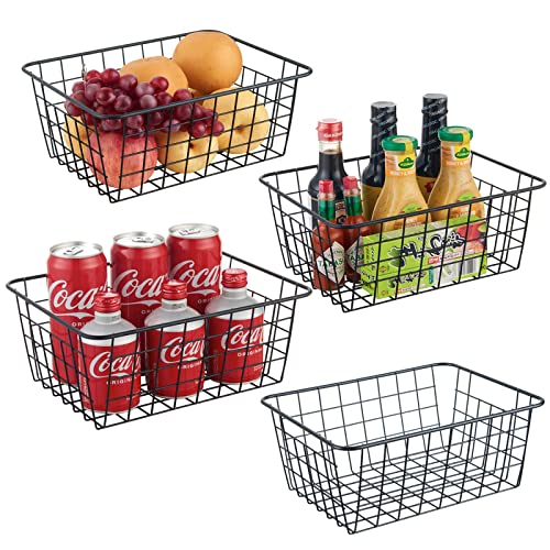 Household Pantry Baskets, 4-Pack Wire Storage Baskets
