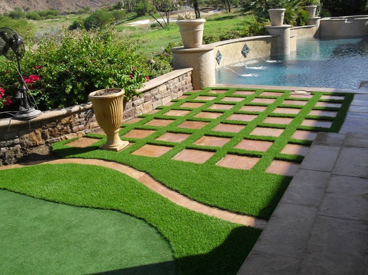 How Do You Lay Synthetic Grass With Pavers Inside