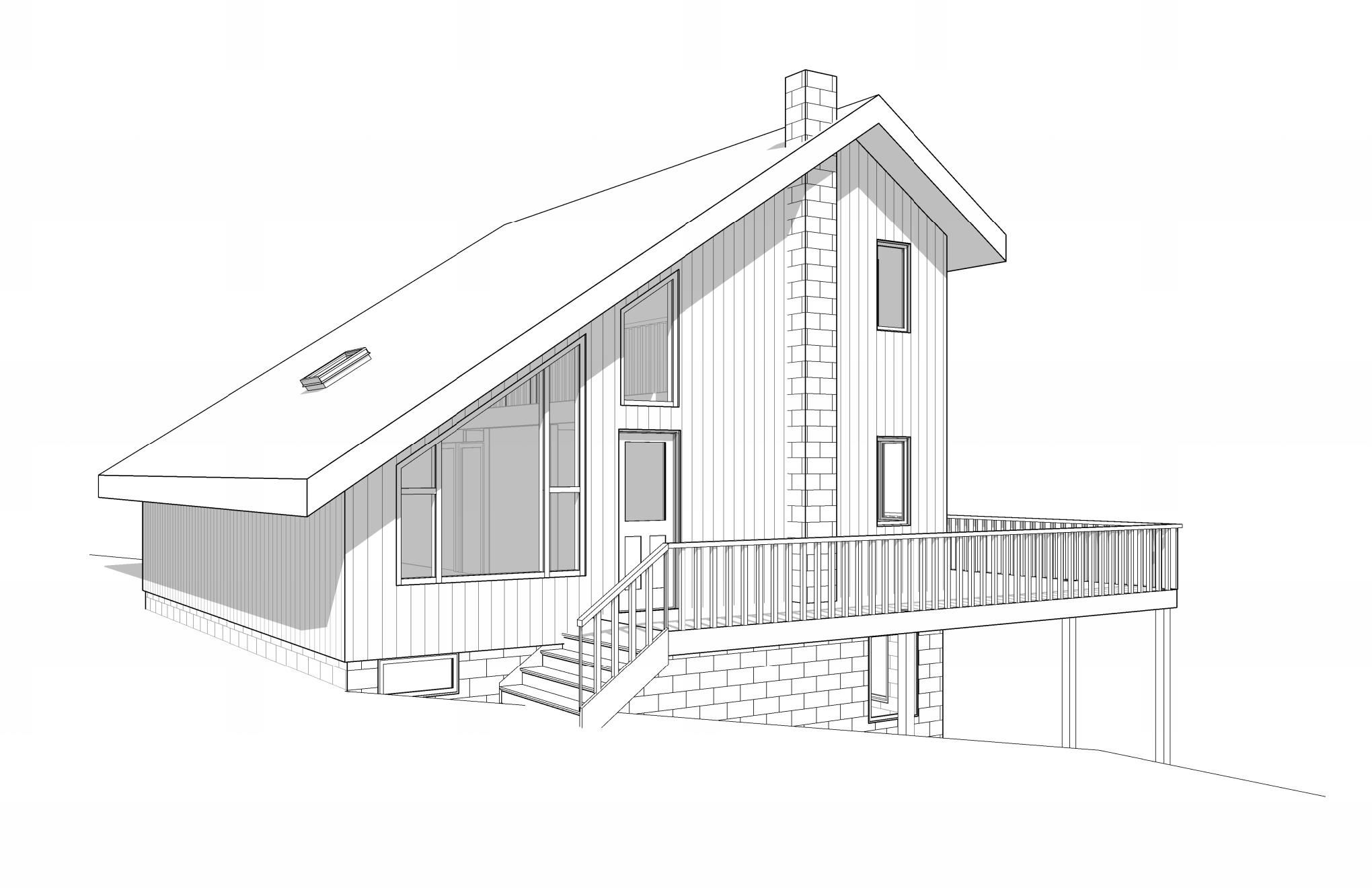 3D drawing of Family house design drawing - Cadbull
