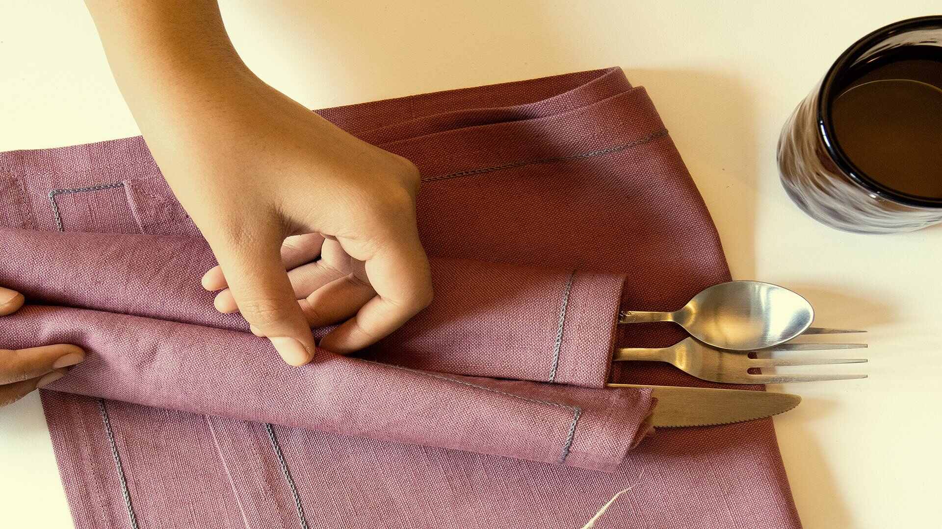 How To Roll Cutlery In A Napkin