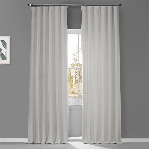 French Linen Room Darkening Curtains 84" White