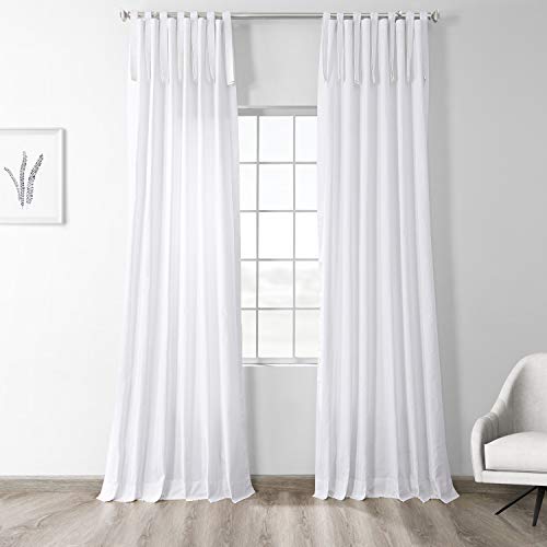 HPD Solid Cotton Tie-Top Curtains, Whisper White - Elegant and Functional