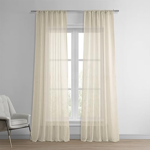 HPD Solid Linen Sheer Curtain, Cotton Seed - Versatile and Elegant
