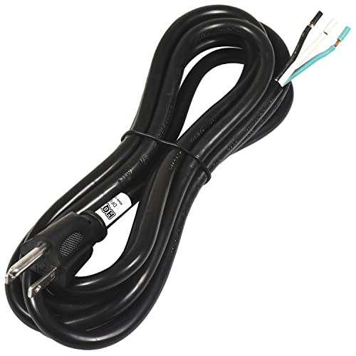 HQRP 10ft 14-Gauge 3-Prong 14/3C Heavy Duty Replacement Power Supply Cord Cable 110V 115V 120V Pigtail for Universal AC Appliance and Power Tool, NEMA 5-15 Plug US SJT 14-AWG 15A, UL Listed