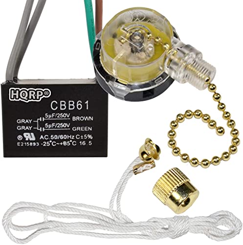 HQRP Ceiling Fan Capacitor and 3-Speed Fan Switch