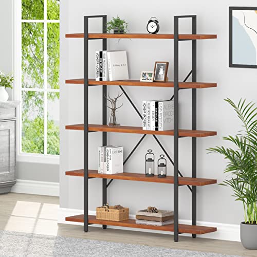 HSH Rustic Brown 5 Shelf Solid Wood Bookshelf