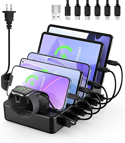 HSicily 6 Ports Charger Station with 6 Cables