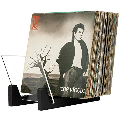 Pine Wood Vinyl Record Storage Stand with Acrylic Ends