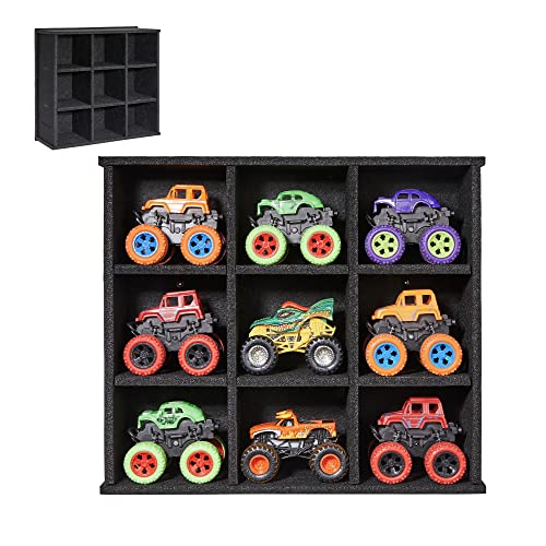 Wall-Mount Monster Jam Truck Display Case for 9 Trucks - Black