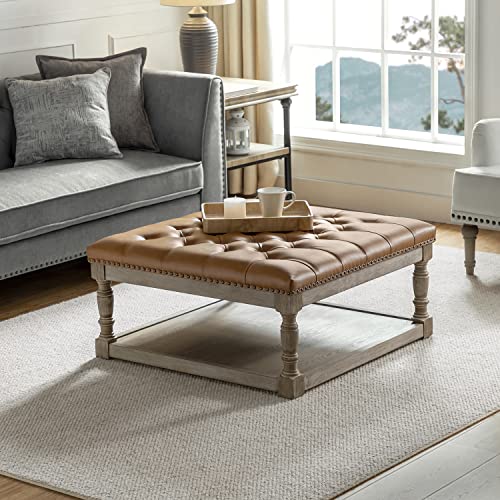 HUIMO Entryway Bench with Shoe Storage，Upholstered Button-Tufted Bench with  Solid Wood Shelf,for Living Room,Kitchen (Beige)