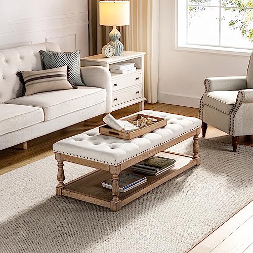 HULALA HOME Storage Tufted Ottoman Coffee Table