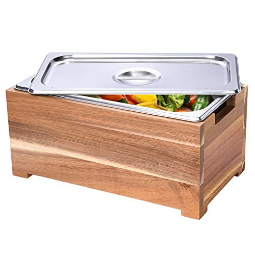 1.6Gal Kitchen Compost Bin Countertop Composter Bin Stainless Steel  Lid/Wood Box