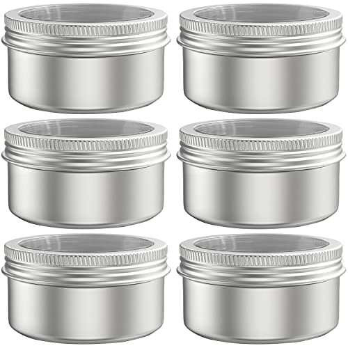 Hulless 4 oz Aluminum Storage Tins with Screw Lids, 6pcs