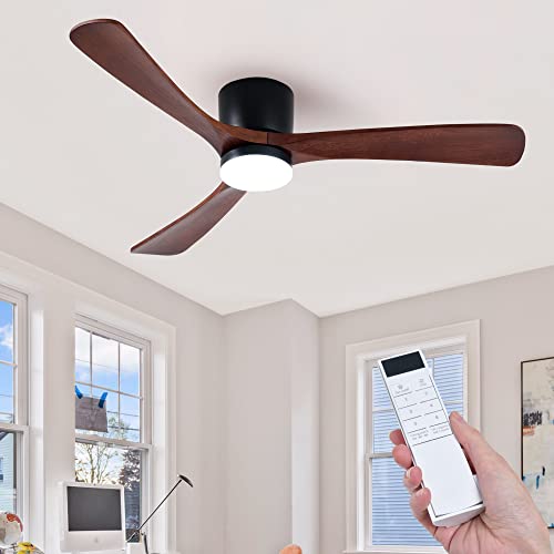 HUMHOLD 52" Flush Mount Ceiling Fan with Lights Remote Control
