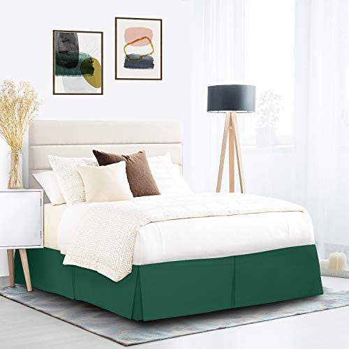 Hunter Green Bed Skirt Queen Size - Hotel Quality Pleated Bed Skirt