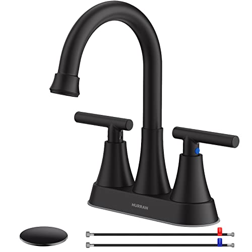 Hurran 4 inch Matte Black Faucet - Durable and Stylish Upgrade for Your Bathroom