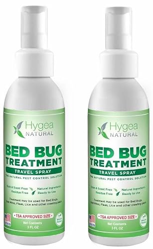 Hygea Natural Lice & Bed Bug Spray, 2-Pack - TSA Approved Travel Size