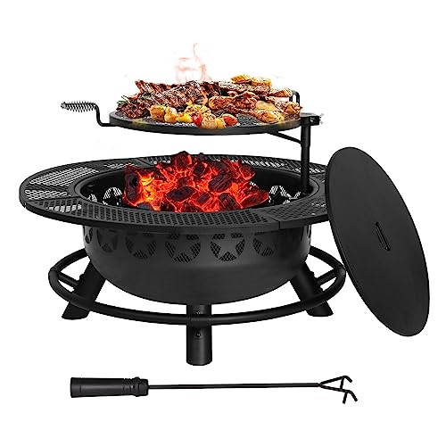 Hykolity Outdoor Wood Burning BBQ Fire Pit