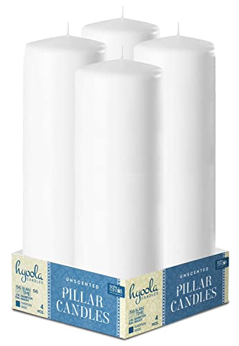 Hyoola 2x8 Inch White Pillar Candles - 4 Pack