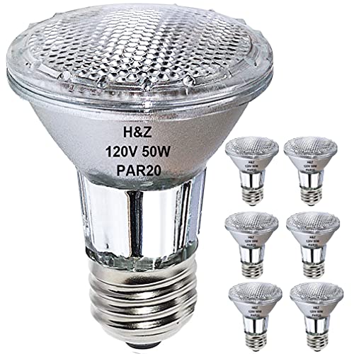 H&Z PAR20 Halogen Light Bulbs - 6PCS PAR20 50W 120V Flood Light Bulbs