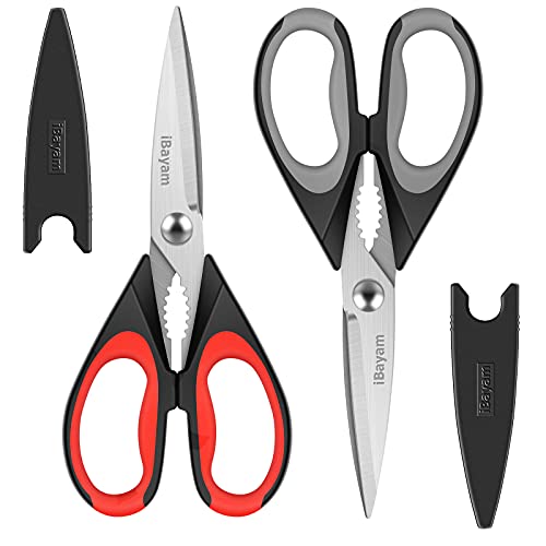 2Pack Herb Scissors Set Cool Kitchen Gadgets Gifts Kitchen Shears Scissors with Stainless Steel 5 Blades+Cover+Brush,Rust Proof,Sharp Cutting Garden