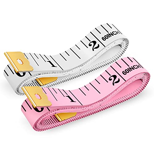iBayam Soft Ruler Measuring Tape - 2-Pack, Pastel Pink/White
