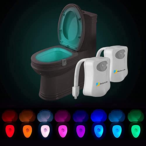 MIEFL Toilet Light Motion Sensor 16 Colors Changing (2 Pack),LED Glow Bowl  Inside Toilet Light, Smart Night Light for Bathroom, Cool & Funny Ideal